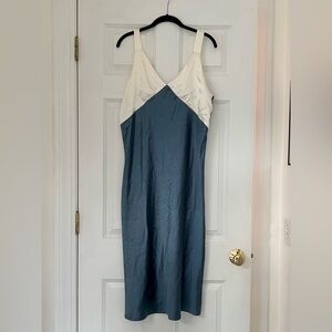 Satin Blue and White Dress